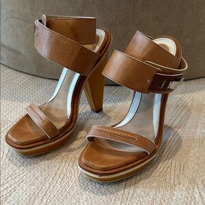 rag & bone Tan Leather Platform Heel Sandals